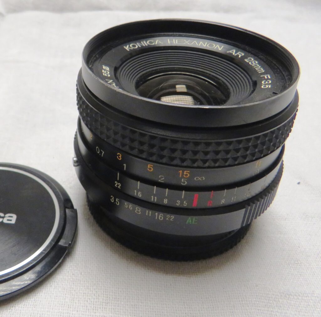 Objectif Grand Angle Fixe Konica Hexanon AR 28mm F/3.5 - Monture Konica AR (+ Bague Pour Sony)